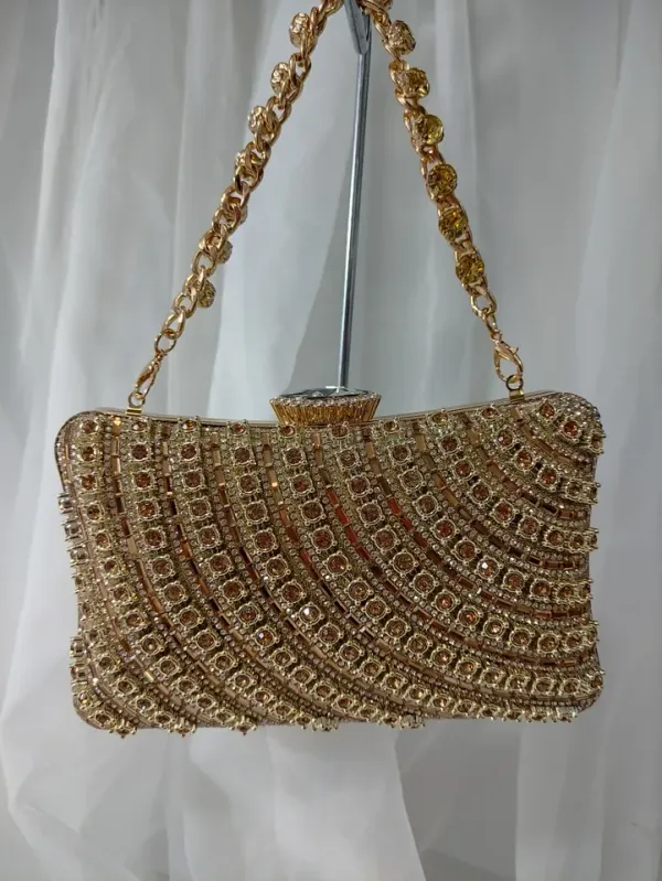 BOLSA FESTA DOURADA BRILHOSA COM PEDRARIA - BOL 136