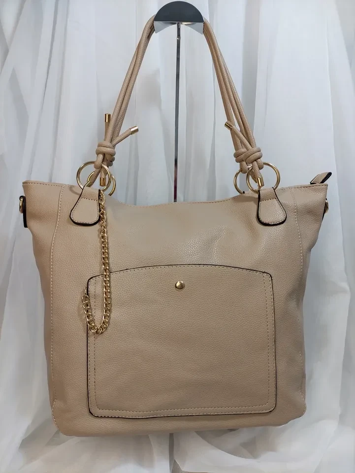 BOLSA GRANDE BEGE COM DETALHE EM CORRENTE - BOL 062 - 1
