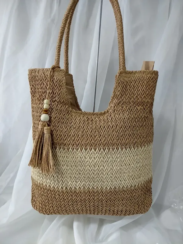 BOLSA PRAIA PALHA BEGE COM NATURAL - BOL 147