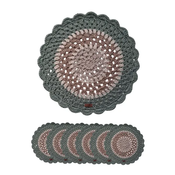 Kit Sousplat em Crochê Alecrim - 6 Peças