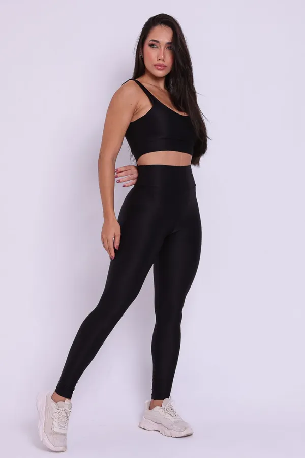 Conjunto Legging e Top de Compressão - Preto - imagem 1