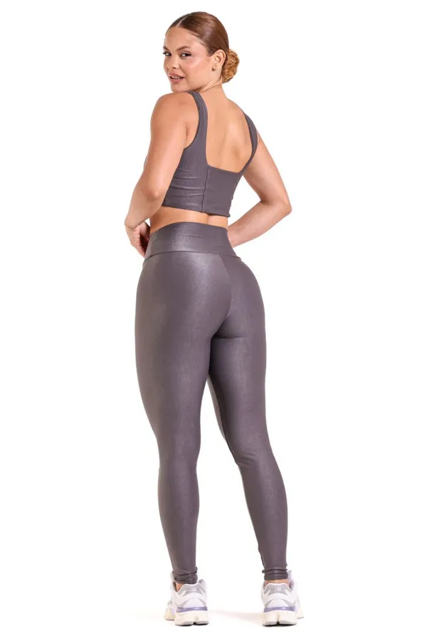 Conjunto Legging e Top Canelado - Grafite - imagem 2