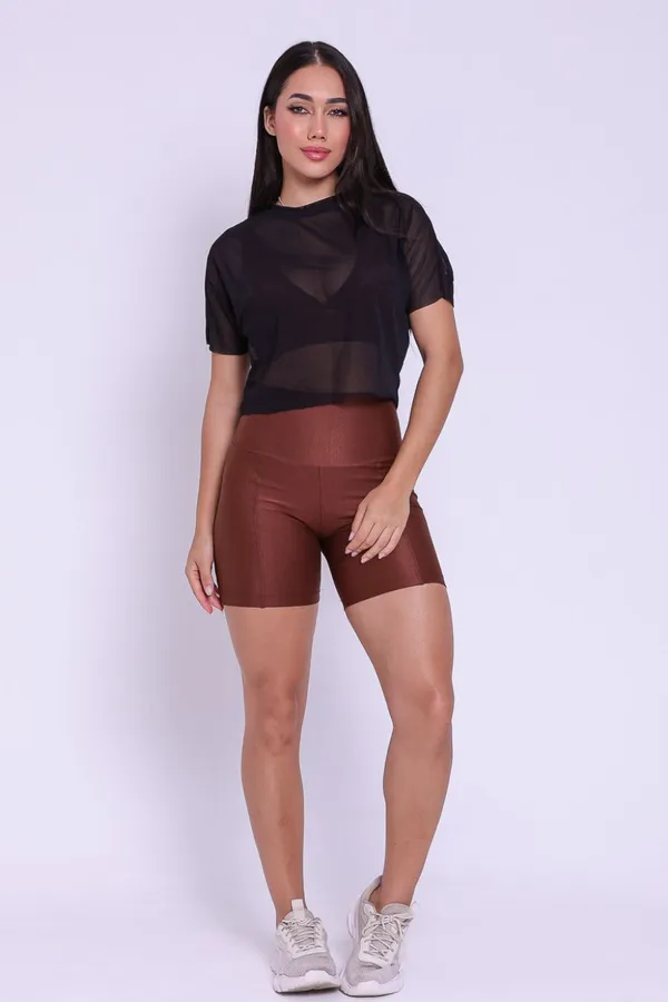 Blusa Cropped de Tule - Preta