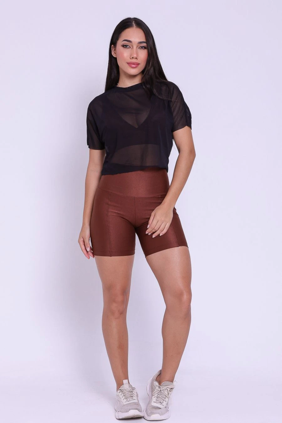 Blusa Cropped de Tule - Preta - 1