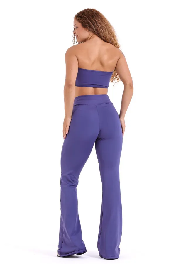 Conjunto Calça Flare e Top Tomara que Caia - Roxo - imagem 2