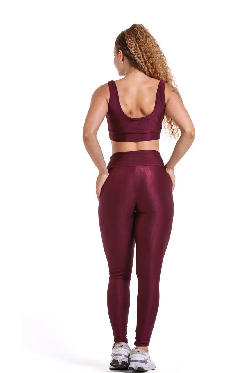 Conjunto Legging e Top Canelado - Marsala - 3