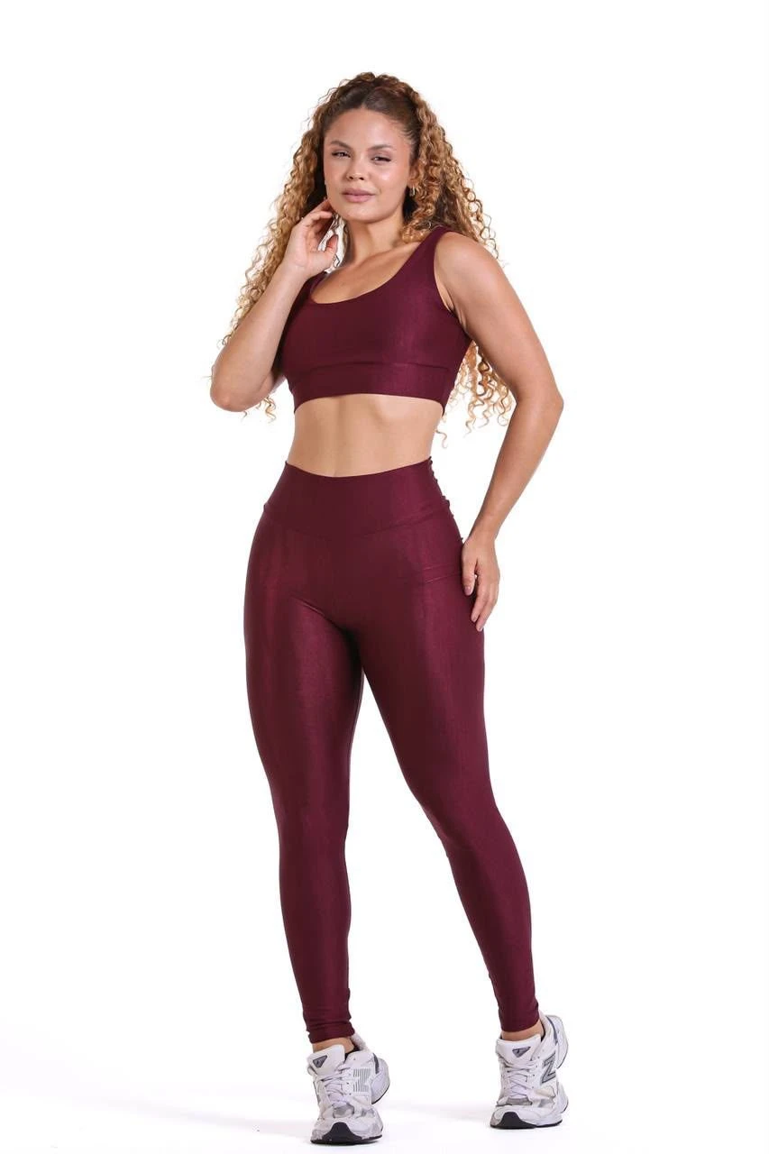 Conjunto Legging e Top Canelado - Marsala - 1