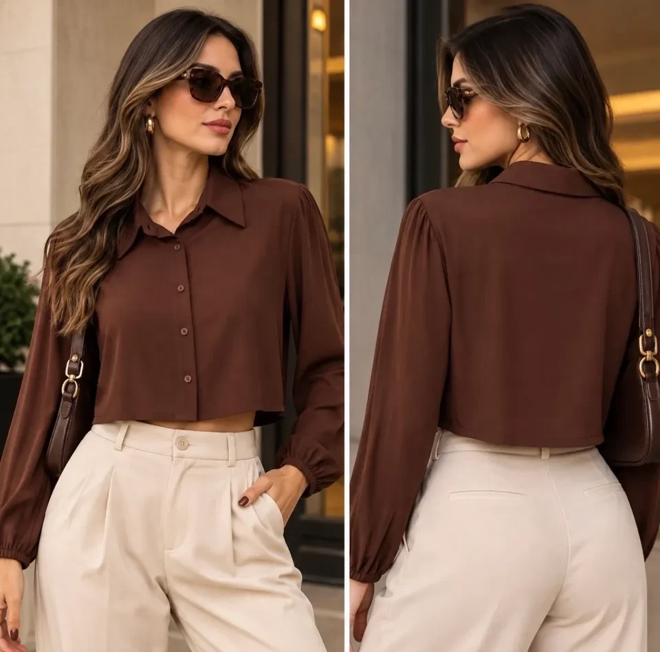 Blusa croped social  - 2