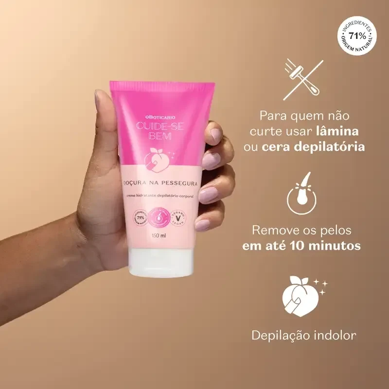 Creme Hidratante Depilatório Corporal Cuide-se Bem Doçura na Pessegura 150ml - 4
