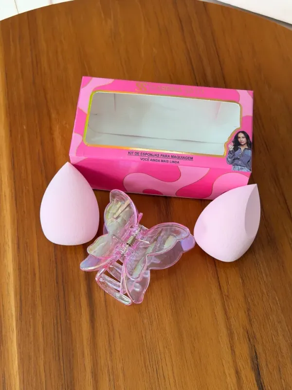Kit com duas esponjas faciais de base + presilha borboleta - Sabrina Sato - imagem 1