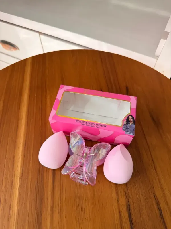 Kit com duas esponjas faciais de base + presilha borboleta - Sabrina Sato - imagem 4