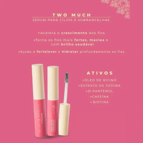 Sérum incolor para Cílios e Sobrancelhas Two Much - Natalia Beauty by Ruby Rose - imagem 3