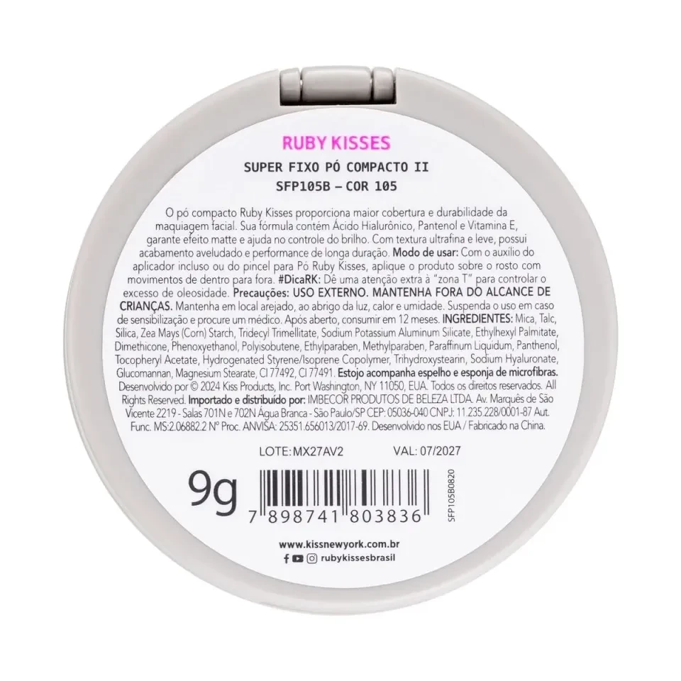 NOVO Pó Compacto Super Fixo COR 105 - Ruby Kisses - 4