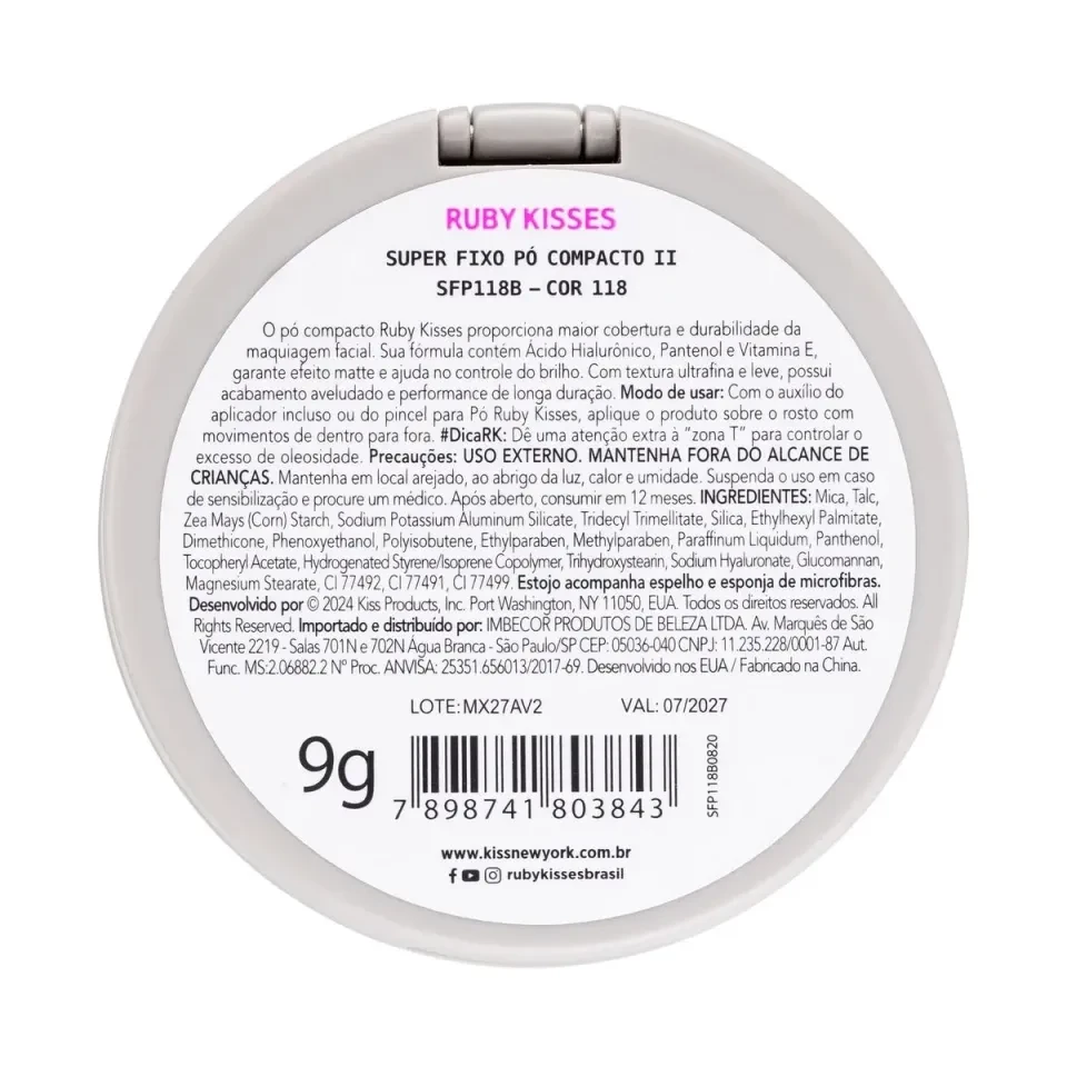 NOVO Pó Compacto Super Fixo COR 118 - Ruby Kisses - 5
