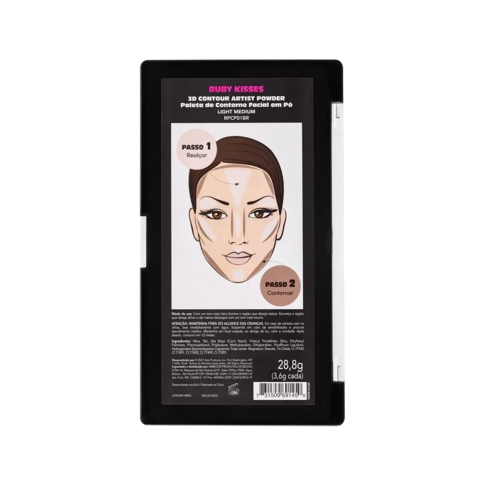 Paleta de contorno e pó Médium DARK - Ruby Kisses  - 3