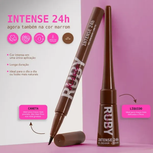 Caneta Delineadora marrom Intense 24h - Ruby Kisses - imagem 3