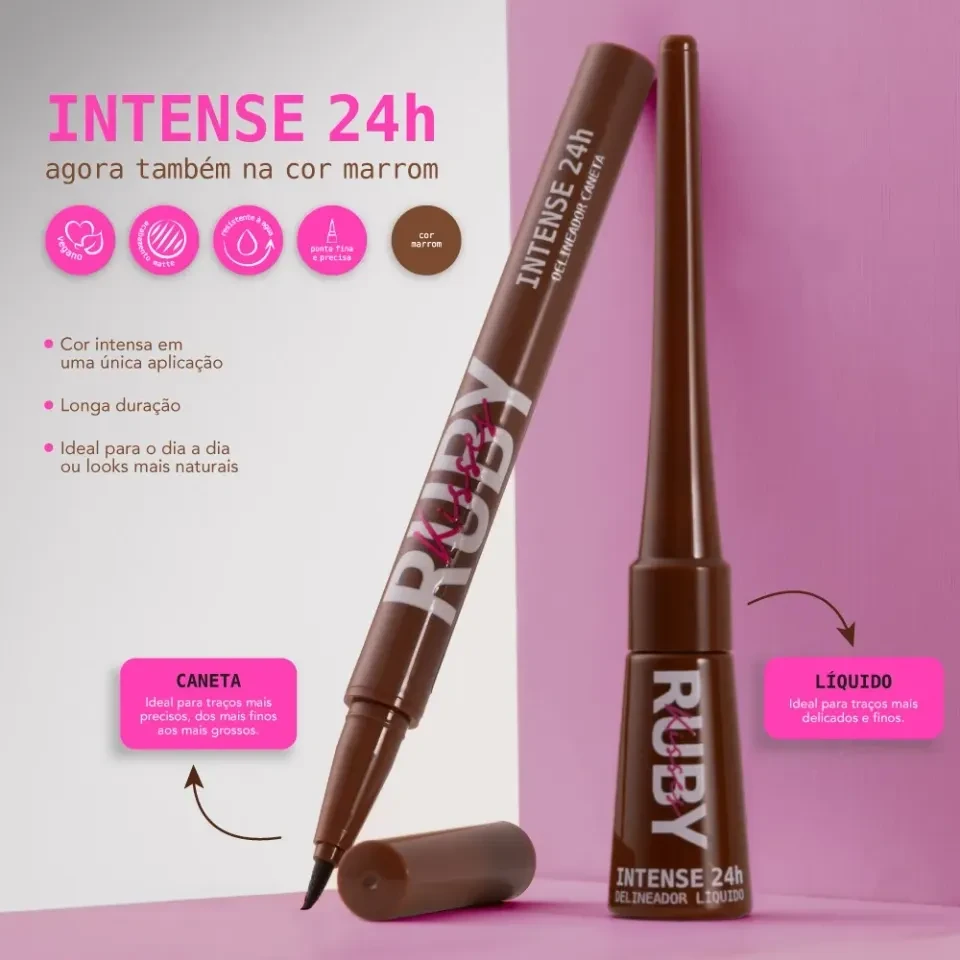 Caneta Delineadora marrom Intense 24h - Ruby Kisses - 3