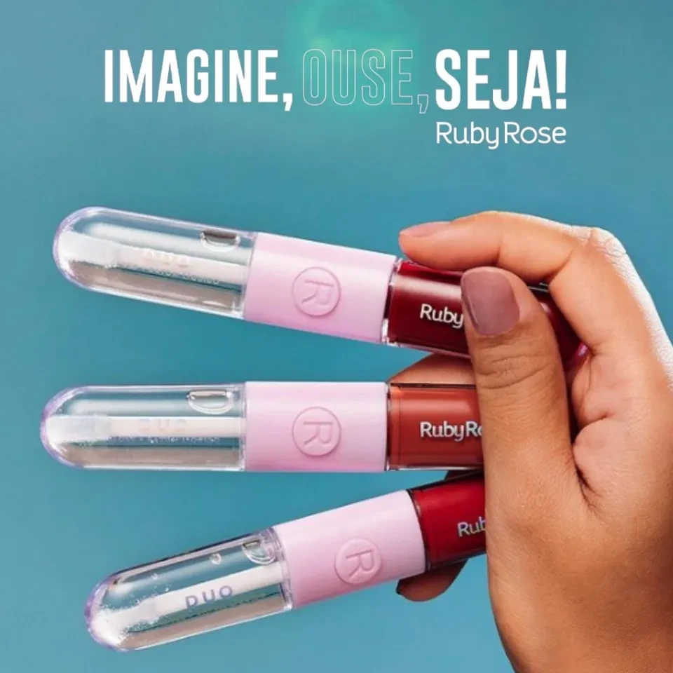 Batom líquido duplo + gloss incolor Ruby Rose  - 1
