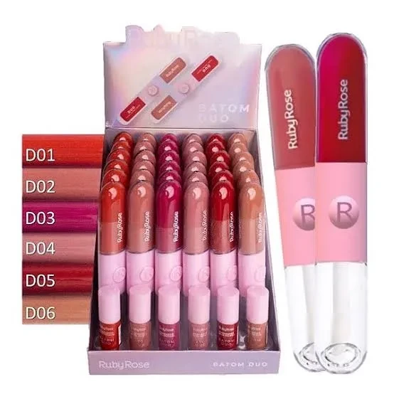Batom líquido duplo + gloss incolor Ruby Rose  - 3