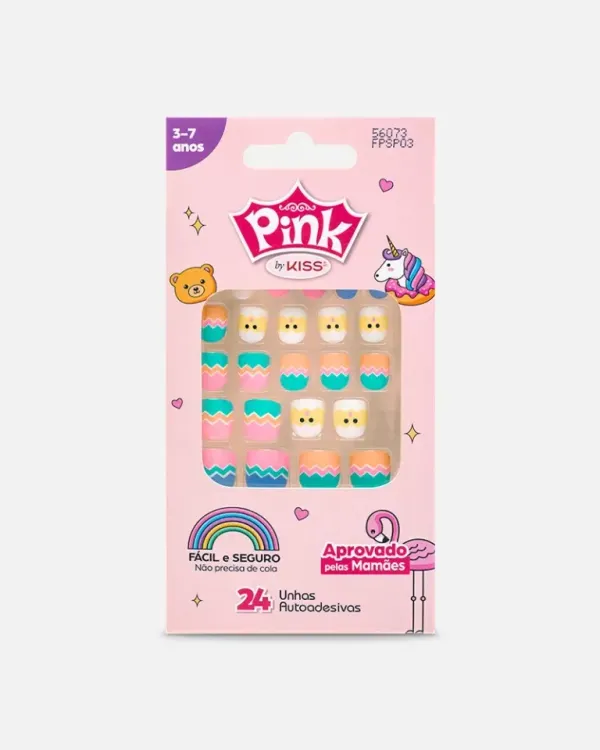 Unha Postiça Infantil Pink Pop Princess 3 a 07 anos - Kiss New York - imagem 1