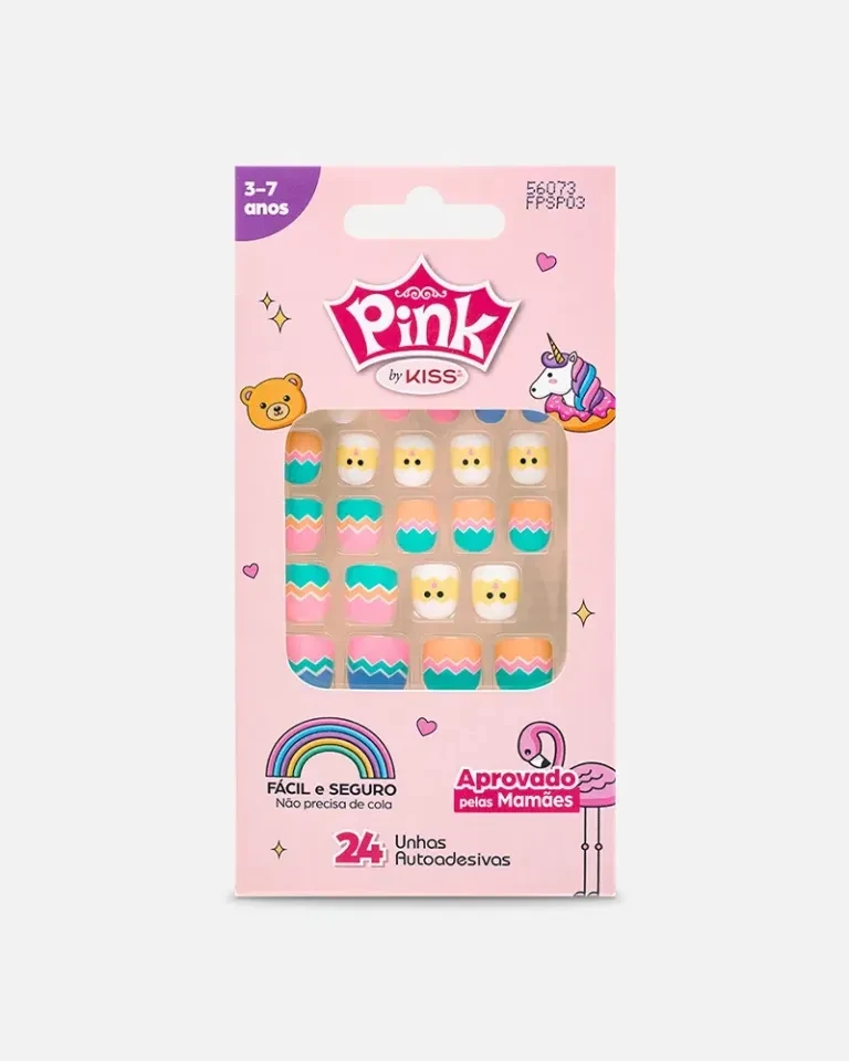 Unha Postiça Infantil Pink Pop Princess 3 a 07 anos - Kiss New York - 1