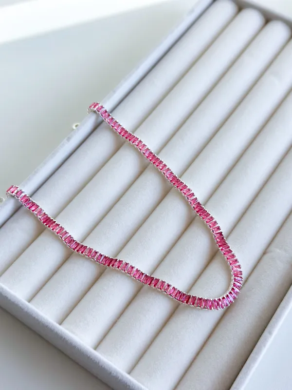 Choker baguete fucsia - 30cm + extensor