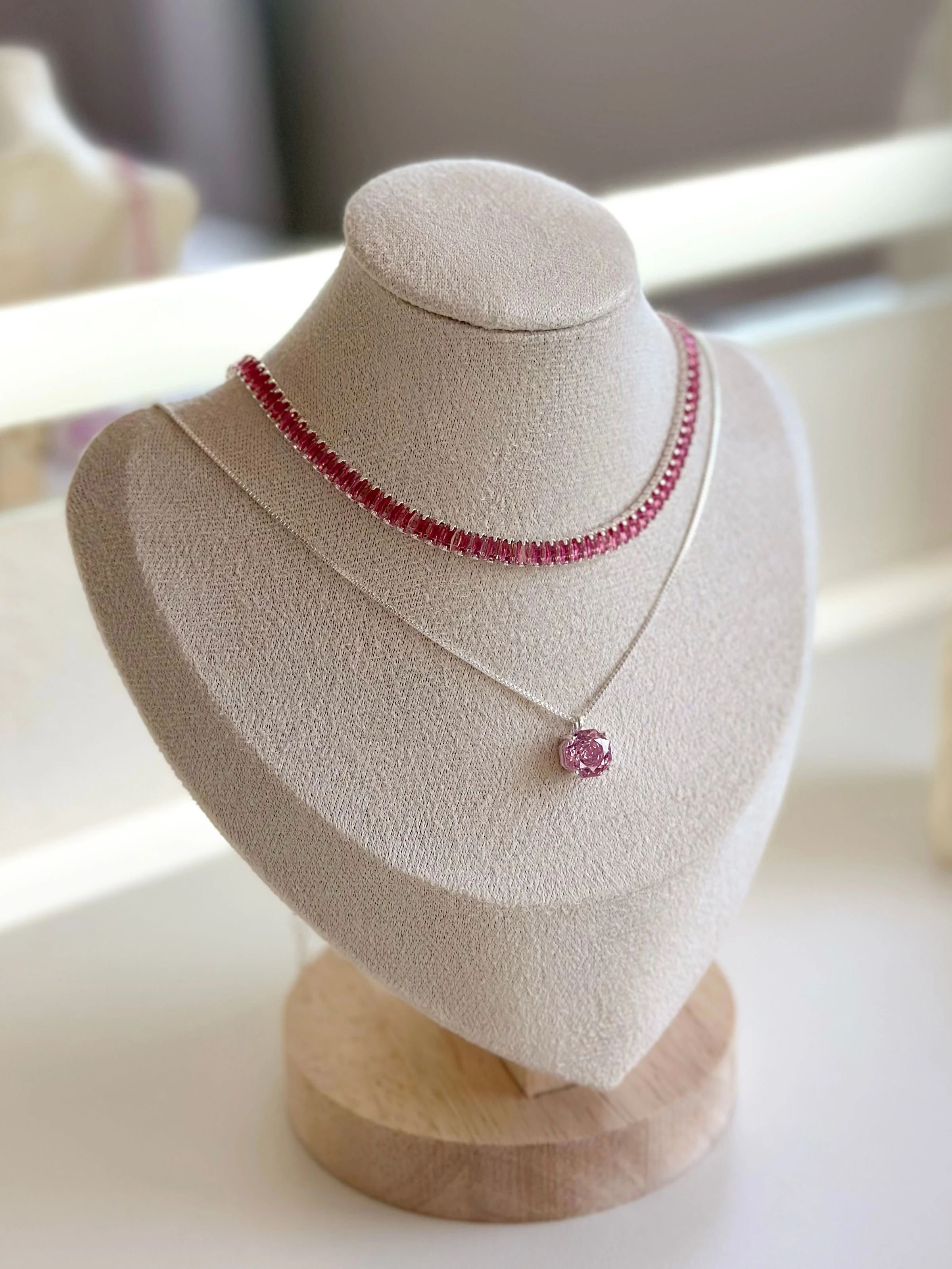 Choker baguete fucsia - 30cm + extensor - 4