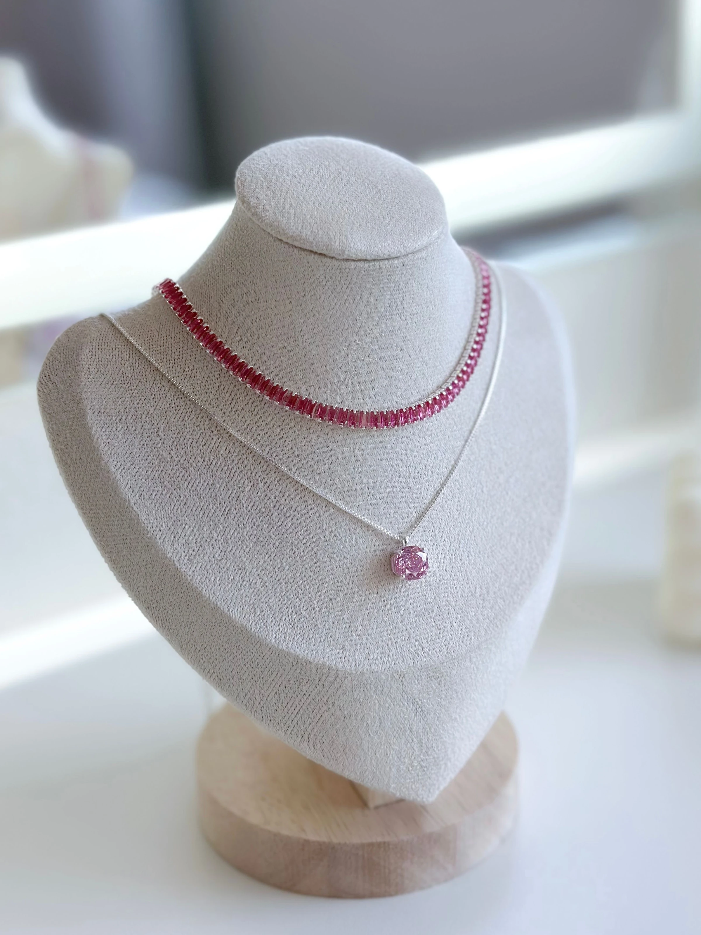 Choker baguete fucsia - 30cm + extensor - 3