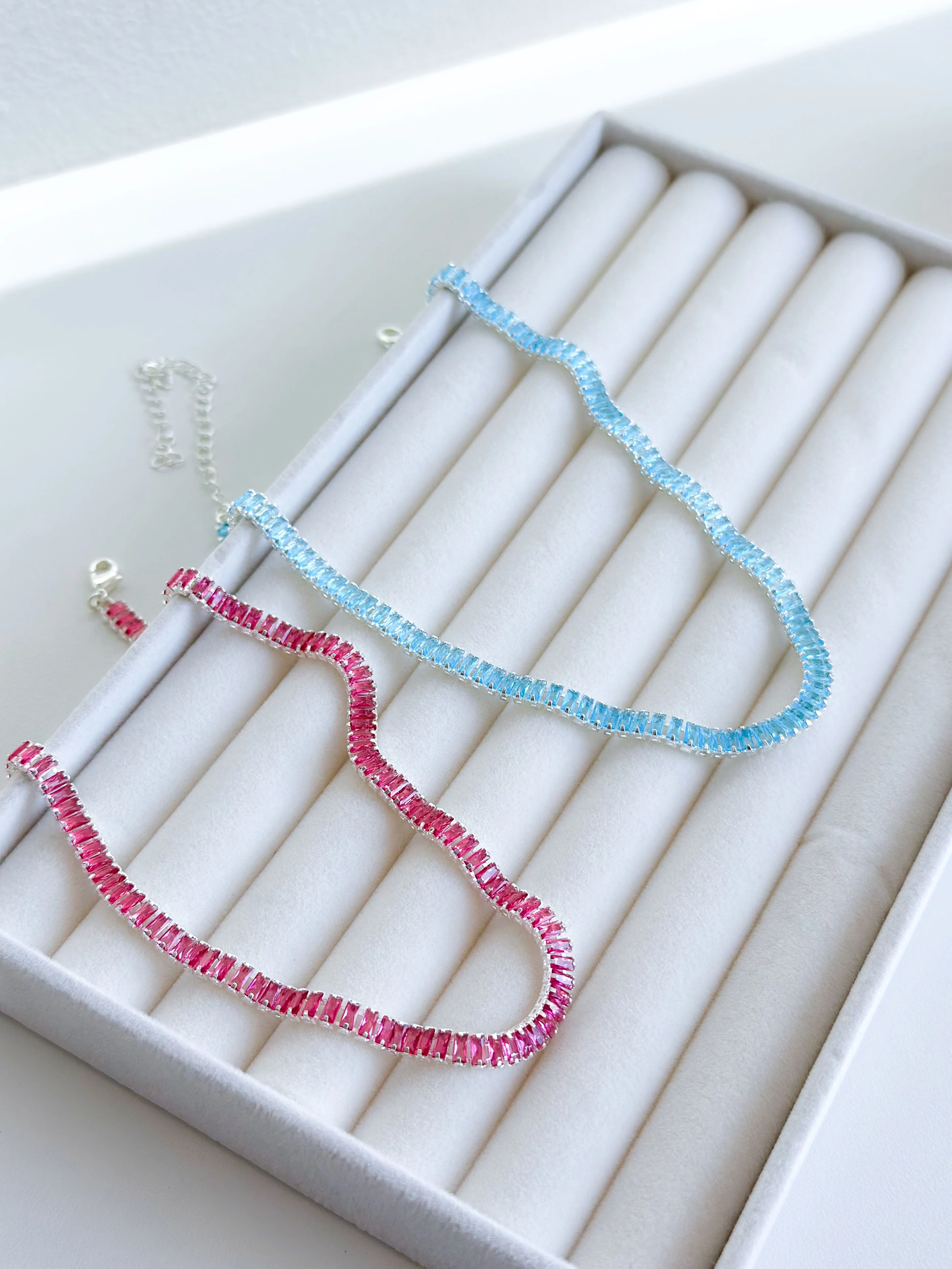 Choker baguete fucsia - 30cm + extensor - 5
