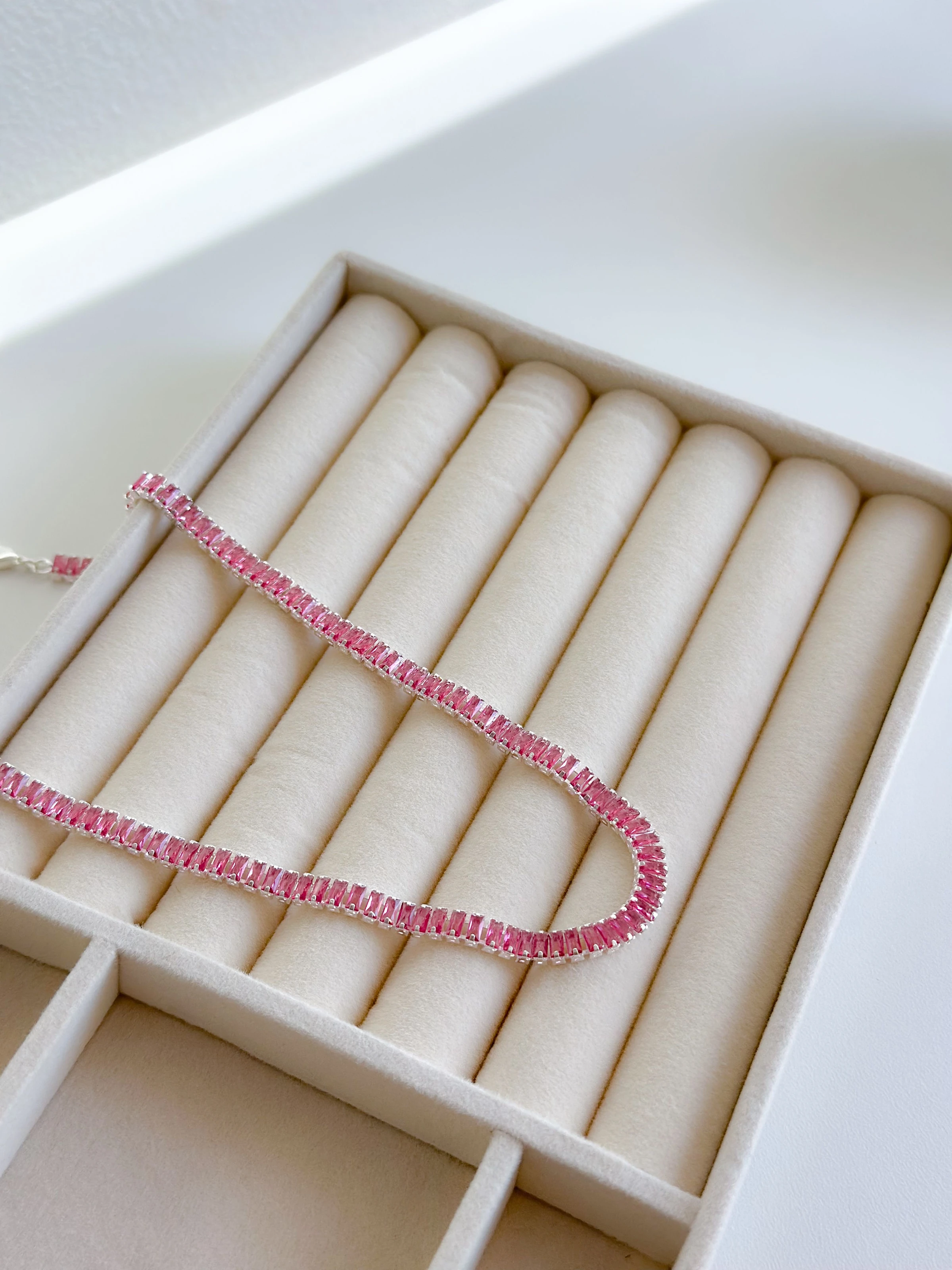 Choker baguete fucsia - 30cm + extensor - 2