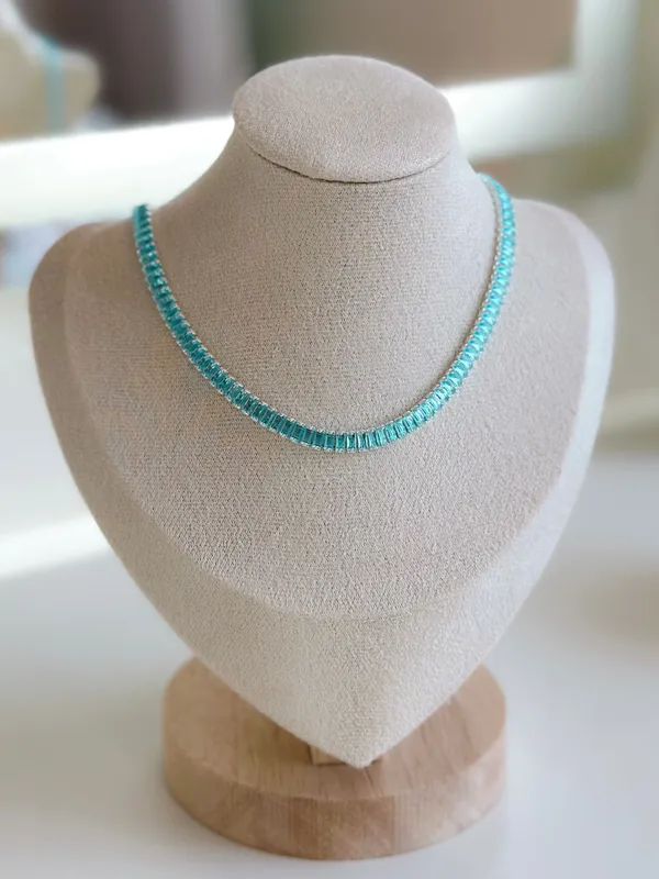 Choker baguete azul 