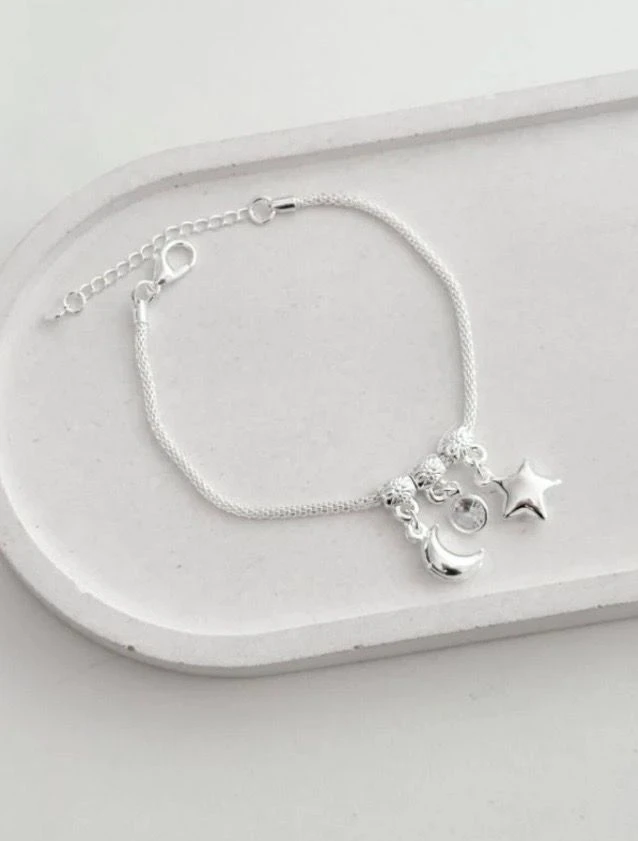 Pulseira com berloque - lua e estrela  - 2