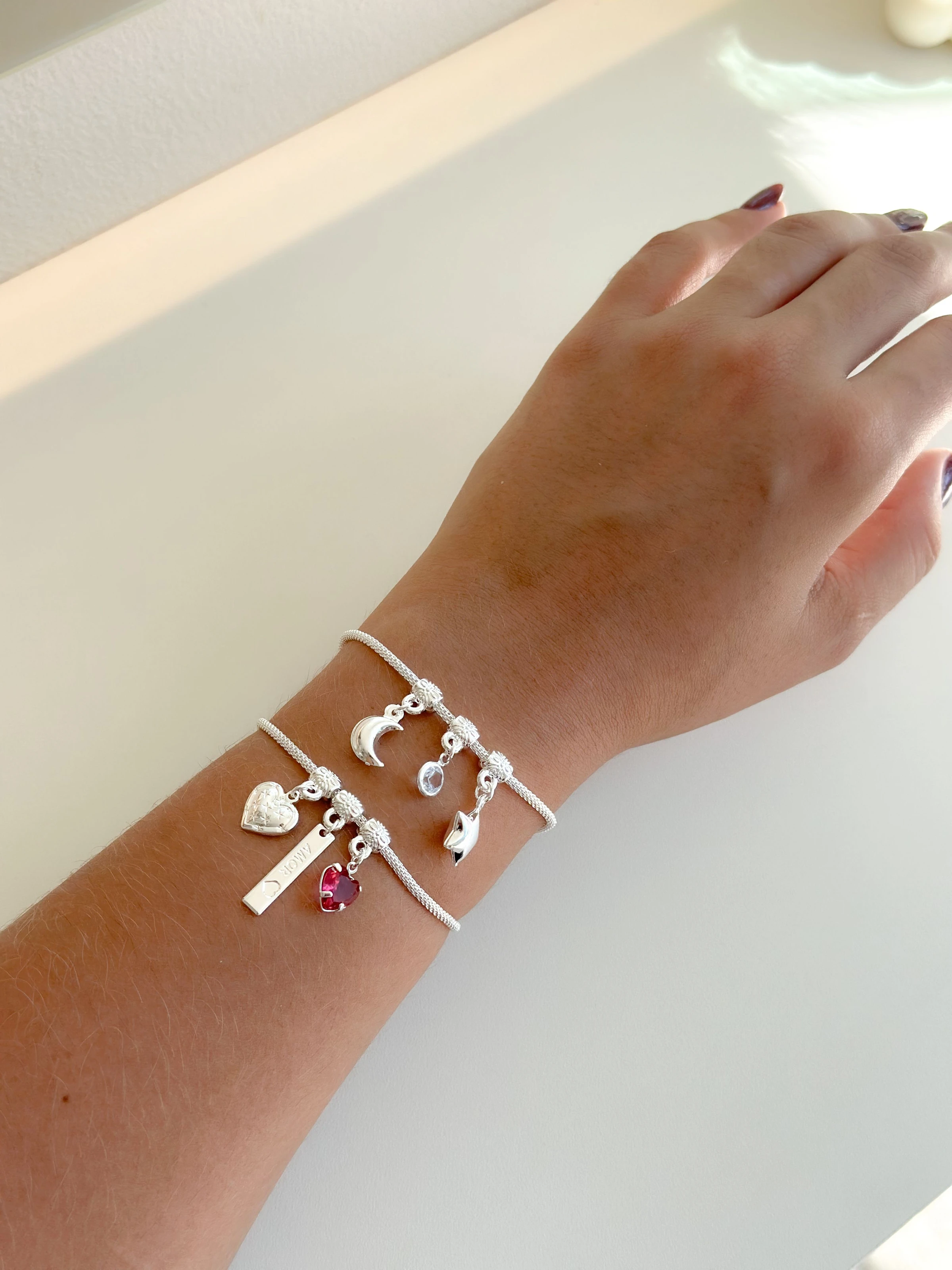 Pulseira com berloque - lua e estrela  - 4