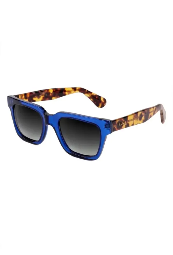 Oculos de sol polarizado Ilumil HQ2025 azul haste tartaruga