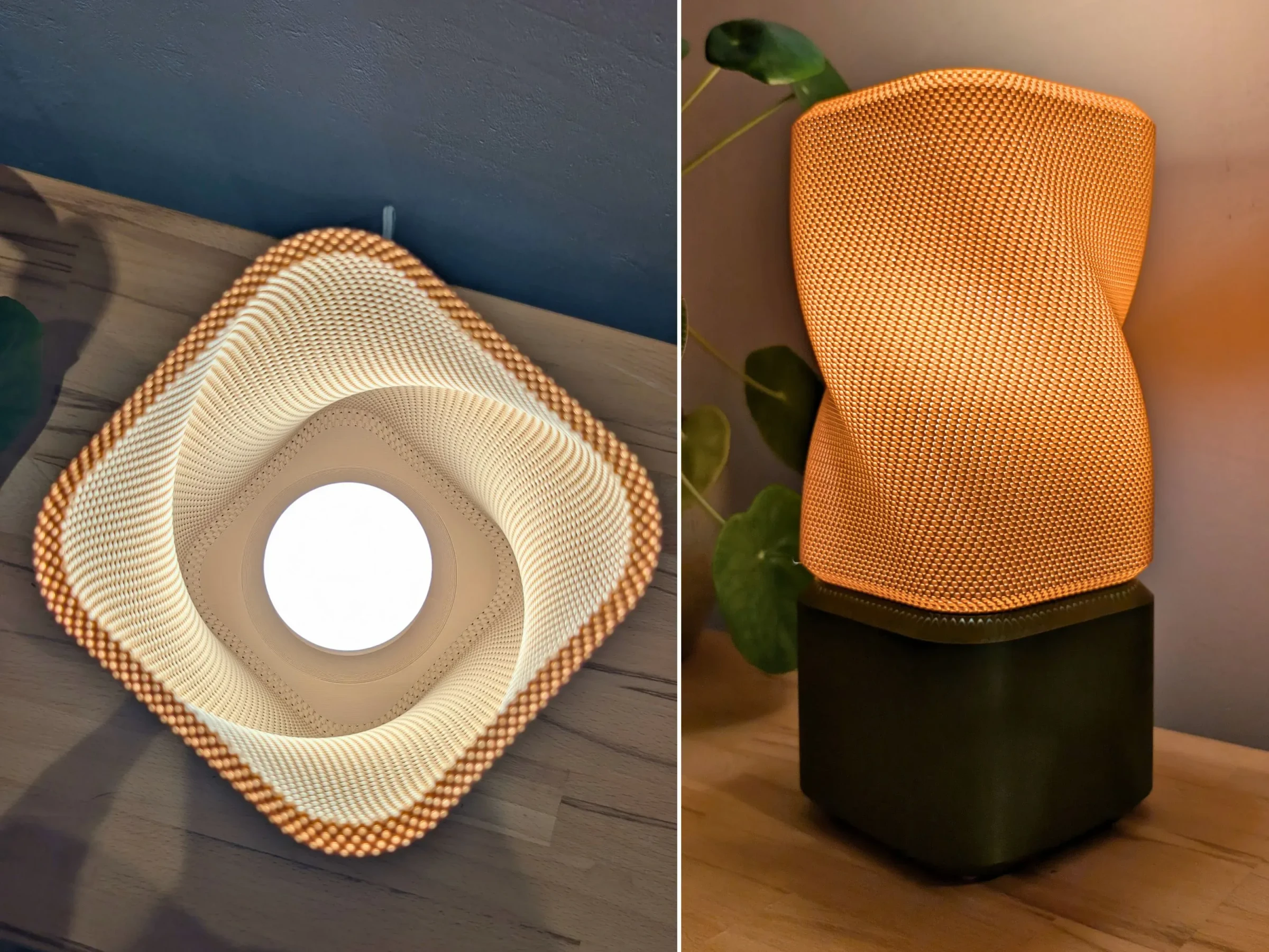 Luminária de Mesa Twist Amber – Design Orgânico com Iluminação Cênica em LED - 1